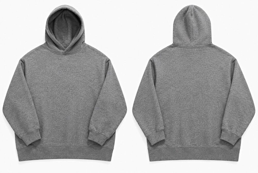 Men's Gray Solid Pullover Hoodie Sweatshirt Kangaroo Pocket Long Sleeve SIZE S